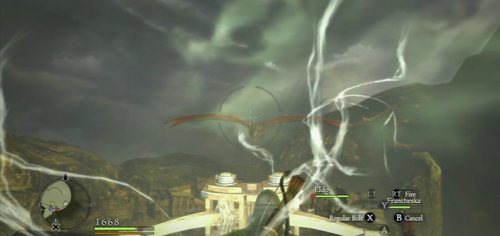At the top of the second tower, use the ballista and shoot the approaching Dragon - Dragon (Grigori) - Act VI - Dragons Dogma - Game Guide and Walkthrough