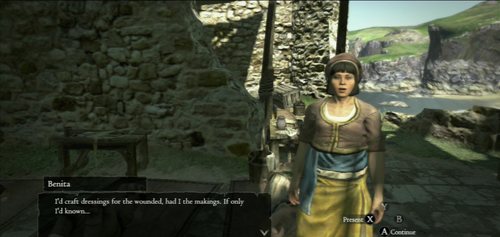 Benita, the local nurse, will ask you for help in finding two kinds of herbs which she needs to prepare a healing elixir - Floral Delivery - Act I - Dragons Dogma - Game Guide and Walkthrough