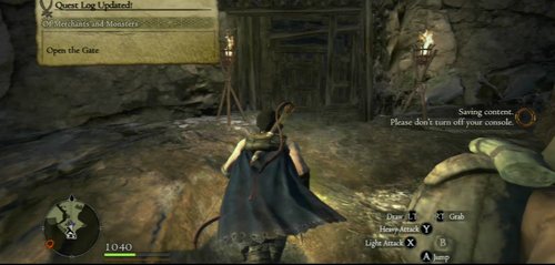 Enter the cave and turn left at the first fork - Of Merchants and Monsters - Act II - Dragons Dogma - Game Guide and Walkthrough