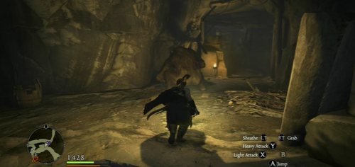 The first Ogre is having a meal on a ledge in the main corridor - Of Merchants and Monsters - Act II - Dragons Dogma - Game Guide and Walkthrough