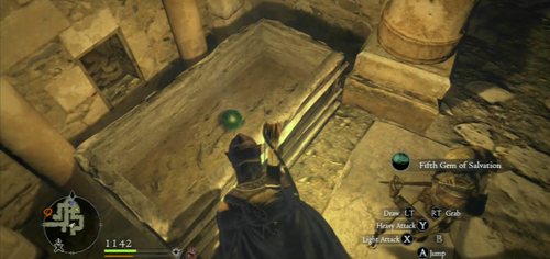 The last, fifth gem, is in the other branch - again, inside a sarcophagus - Rise of the Fallen - Act II - Dragons Dogma - Game Guide and Walkthrough
