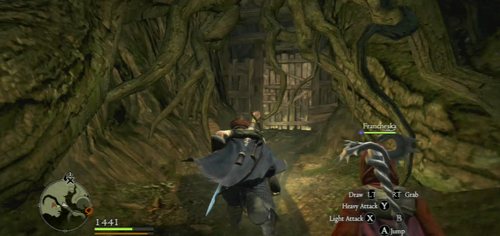 After killing it, go deeper into the woods using the door hidden underneath the roots (near the hut) - Witch Hunt - Act II - Dragons Dogma - Game Guide and Walkthrough