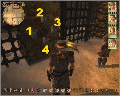 1. Lever to: the boars' cell / 2. the wolves' cell / 3. the bears cell / 4. the jailer - Customs Stronghold - p. 2 - Main quests - Drakensang: The River of Time - Game Guide and Walkthrough