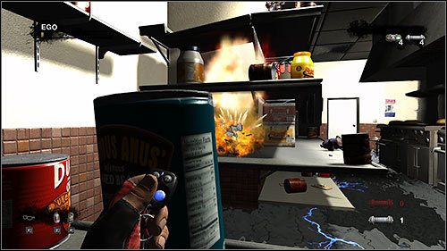 Eventually one of the highest shelves will lean, suggesting you a downward path - 12.2. Duke Burger: Part 2 - Campaign - Duke Nukem Forever - Game Guide and Walkthrough