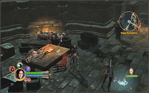 The gear can be easily missed - it's visible on the screen above, on the table. - Side mission - Proof of Sabotage - Act 3 - Dungeon Siege III - Game Guide and Walkthrough