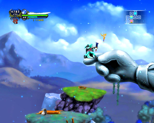 Jump to the left as far as you can and you will land on a moving platform - Chapter 5 - Legend - Walkthrough - Dust: An Elysian Tail - Game Guide and Walkthrough