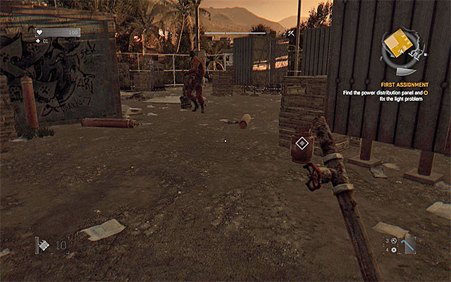 You can use the gas bottle to defeat the Goon. - 2: First Assignment - Main quests - The Slums - Dying Light - Game Guide and Walkthrough