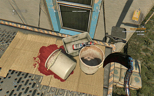 Some paint found on the scaffolding. - 32: Cease and Desist - Side quests - The Slums - Dying Light - Game Guide and Walkthrough