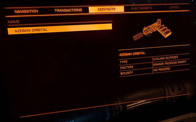 The list of contacts shows all the objects shown by the sensors - (Left) Target Panel - Ship Interface - Elite: Dangerous - Game Guide and Walkthrough