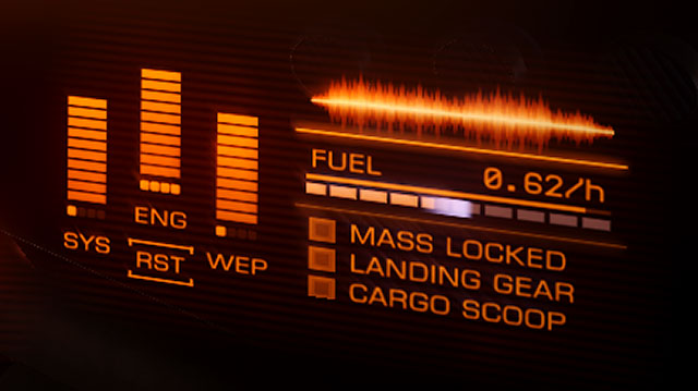 Apart from the middle screen bar, the amount of the fuel is shown also on the bottom-right panel of the pulpit - Frame Shift Drive - Travelling - Elite: Dangerous - Game Guide and Walkthrough