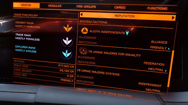 Doing missions, except for the money, gives you the long-time period rewards from a fraction which had given you the mission - Bulletin Board - Earning your first money - Elite: Dangerous - Game Guide and Walkthrough