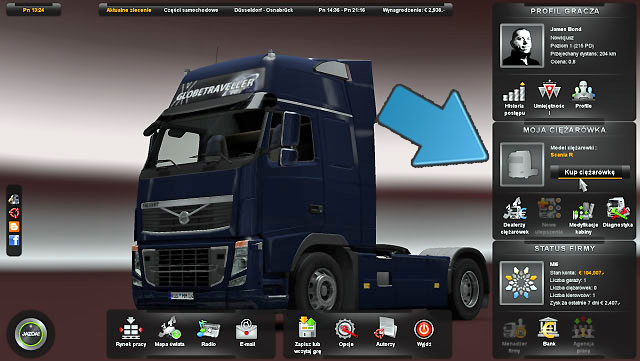 To buy your first truck, click on buy truck - Owner of a one-man company - Carrier - Euro Truck Simulator 2 - Game Guide and Walkthrough