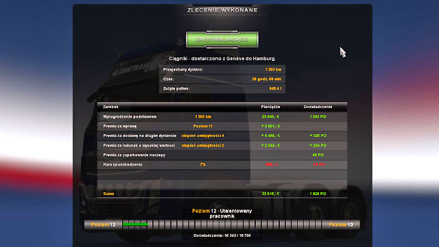 Here you can check the summary as well - Consignment - Job market - Euro Truck Simulator 2 - Game Guide and Walkthrough