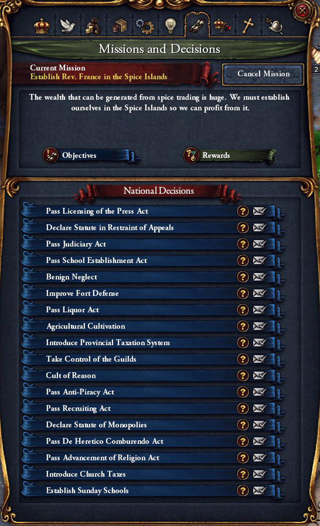 Missions will help you decide on your aims . - Missions, decisions and historical events - Administration - Europa Universalis IV - Game Guide and Walkthrough