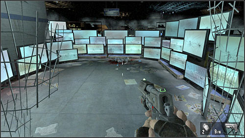 Walk along the TV-sets and monitors till you find semicircle made of screens [1] - Level 03: Store - Walkthrough - F.3.A.R. - Game Guide and Walkthrough