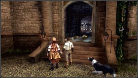 Once Eliza finishes talking, grab her hand (LT) and lead her [1] to the castle kitchen - Life Inside the Castle - Walkthrough - Fable III - Game Guide and Walkthrough