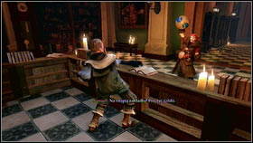 After entering the Academy building [1], listen to what the curator has to say while searching the bookshelves at the same time - New Hero - p. 2 - Walkthrough - Fable III - Game Guide and Walkthrough