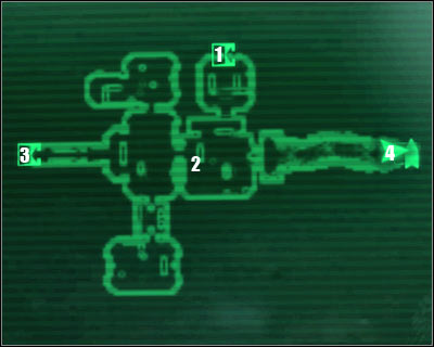 Map legend: 1 - starting area and exit to: Vault 101 - atrium - Main quests 4: Escape! - Main quests - Fallout 3 - Game Guide and Walkthrough