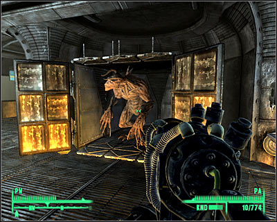 If you rescued supermutant Fawkes during the previous main quest, you will now notice him shooting at Enclave soldiers in front of the Raven Rock facility (screen) - Main quests 12: The American Dream - Main quests - Fallout 3 - Game Guide and Walkthrough