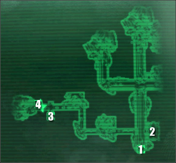 Map legend: 1 - entrance to the tunnels - Main quests - QUEST 3: Who Dares Wins - part 1 - Main quests - Fallout 3: Broken Steel - Game Guide and Walkthrough