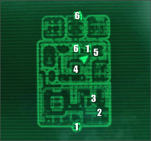 Map legend: 1 - passageways to the ground level - Main quests - QUEST 3: Who Dares Wins - part 6 - Main quests - Fallout 3: Broken Steel - Game Guide and Walkthrough