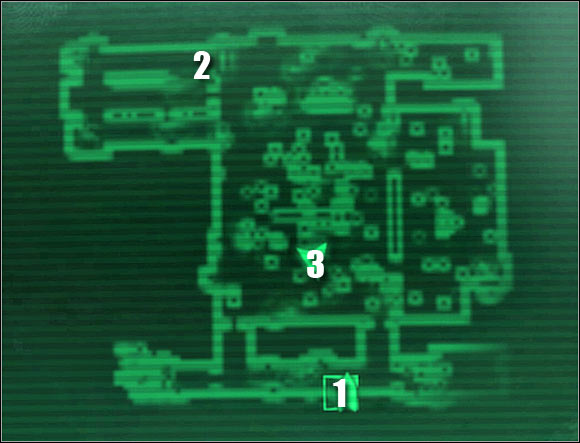 Map legend: 1 - entrance to the museum - Side missions - QUEST 2: The Amazing Aqua Cura - Side missions - Fallout 3: Broken Steel - Game Guide and Walkthrough