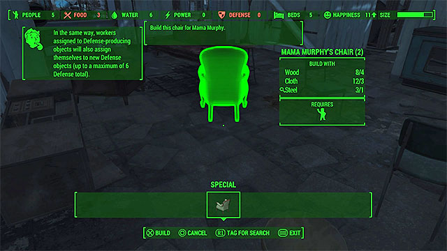 Place the chair somewhere inside the building - Mama Murphy - Minor quests - Fallout 4 - Game Guide and Walkthrough