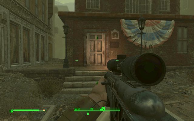 Entrance to the church - a white lantern painted on the wall is one of the signs of the faction - Road to Freedom - Major quests - Fallout 4 - Game Guide and Walkthrough