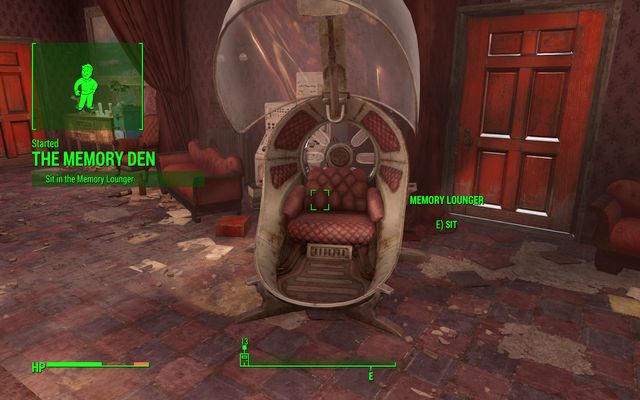 Sit on the open chair - Memory Den - Goodneighbor - Fallout 4 - Game Guide and Walkthrough