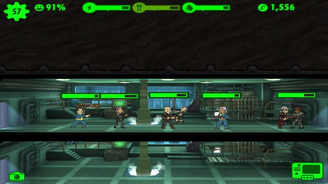 Room full of well armed dwellers is ready to fight against the raiders. - Raiders - Fallout Shelter - Game Guide and Walkthrough