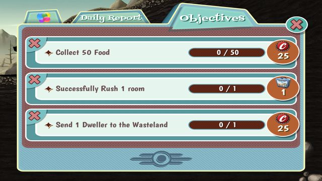 Try to achieve first objectives as soon as possible. - Objectives - Fallout Shelter - Game Guide and Walkthrough