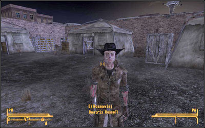 Go to the [Old Mormon Fort] (M6B:1), where you can find a ghoul wearing a cowboy outfit, named Beatrix Russell - Wang Dang Atomic Tango - Side quests - Fallout: New Vegas - Game Guide and Walkthrough