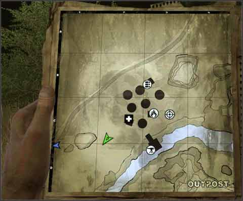 During approach to the outpost, kill the sniper, which is sitting in the tower, in the southern-east corner of the camp - Mission I - Bad medicine - Missions of the UFLL - Far Cry 2 - Game Guide and Walkthrough