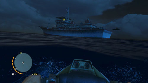 When you come close enough, make sure that there are no sharks in the water and cover the rest of the distance by swimming /diving, so that you are not noticed by your enemies onboard - Piece of the Past - Main missions - Far Cry 3 - Game Guide and Walkthrough