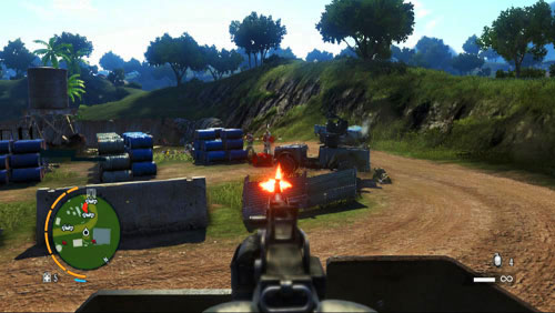 After you destroy all four targets, tables will turn and, you will have to cover Sam, using the car-mounted machine gun - Black Gold - Main missions - Far Cry 3 - Game Guide and Walkthrough