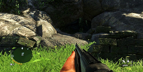 Reach the area marked with the red circle in the above screenshot, and enter the cave - The Northern Island - Southern part - Cult Objects - Far Cry 3 - Game Guide and Walkthrough
