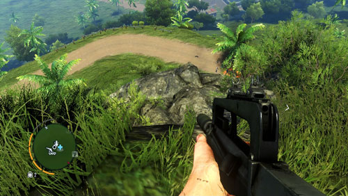 Reach the area marked with the red circle and jump down to the ledge shown in the second screenshot - The Southern Island - South-western part - Cult Objects - Far Cry 3 - Game Guide and Walkthrough