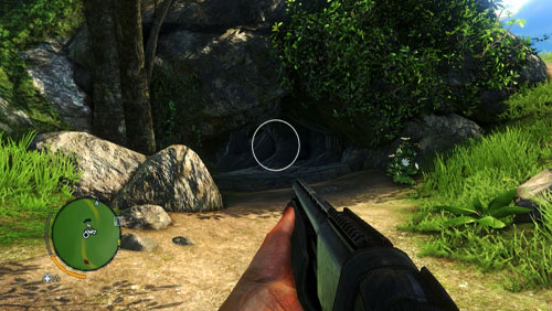 Approach the area marked with the red circle in the screenshot, to find the cave entrance - The Northern Island - Western part - Letters of the Lost - Far Cry 3 - Game Guide and Walkthrough