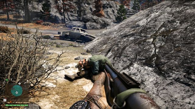 Take the mask off the dead body located near some rocks, behind the car - Northern and north-eastern Kyrat - Yalungas Masks - Far Cry 4 - Game Guide and Walkthrough