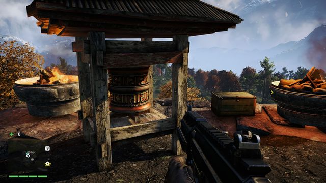 The wheel is located near a large statue - Southern and central Kyrat - Mani Wheels - Far Cry 4 - Game Guide and Walkthrough