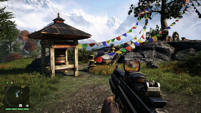 You will find the wheel at the end of the path, near a tree growing among some rocks - Southern and central Kyrat - Mani Wheels - Far Cry 4 - Game Guide and Walkthrough