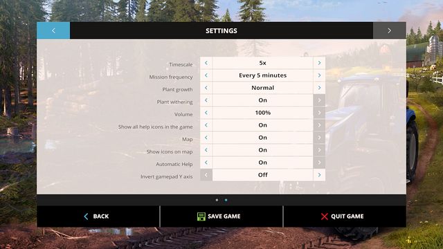 Settings that can be changed during gameplay. - Settings - Basics - Farming Simulator 15 - Game Guide and Walkthrough