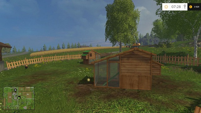 The chicken coop and a lonely rooster. - The farm - buildings and starting machines - Basics - Farming Simulator 15 - Game Guide and Walkthrough