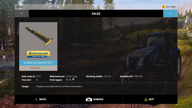 Checking the selling tab often, you can encounter interesting offers. - Buying and selling machines - Basics - Farming Simulator 15 - Game Guide and Walkthrough