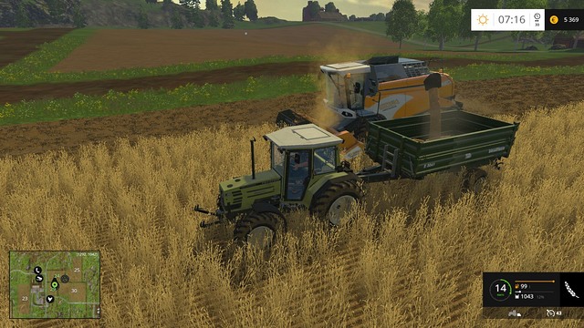 When hiring a worker to harvest the crop for you, you can load it on a trailer at the same time. - Sowing, cultivation, harvest - Quick start - Farming Simulator 15 - Game Guide and Walkthrough
