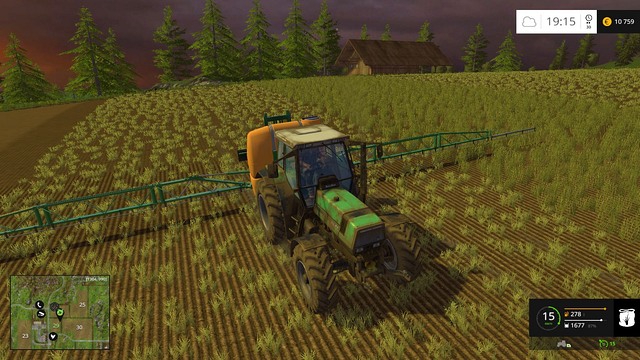 Spraying the field takes only a few whiles. - Buying a sprayer - Quick start - Farming Simulator 15 - Game Guide and Walkthrough