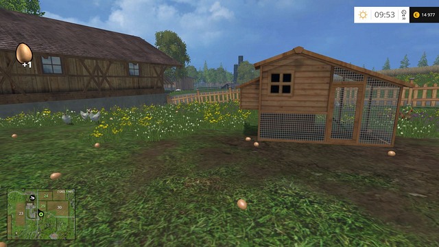 To pick up an egg, you just need to walk over it. - Chickens - Animals - Farming Simulator 15 - Game Guide and Walkthrough