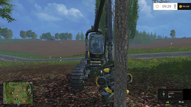 To cut down a tree, you have to place the machine correctly. - Woodcutting - Farming Simulator 15 - Game Guide and Walkthrough