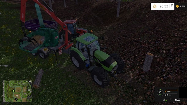 To turn wood into chips, you have to place a small piece of log on the conveyor belt, which will then push it towards the wood chipper. - Woodcutting - Farming Simulator 15 - Game Guide and Walkthrough