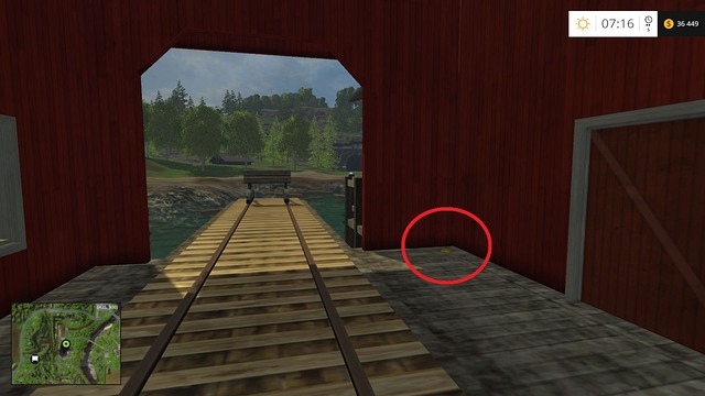 At the end of the tracks leading to the pond - Section A - coins 1 - 12 - Gold coins - Farming Simulator 15 - Game Guide and Walkthrough